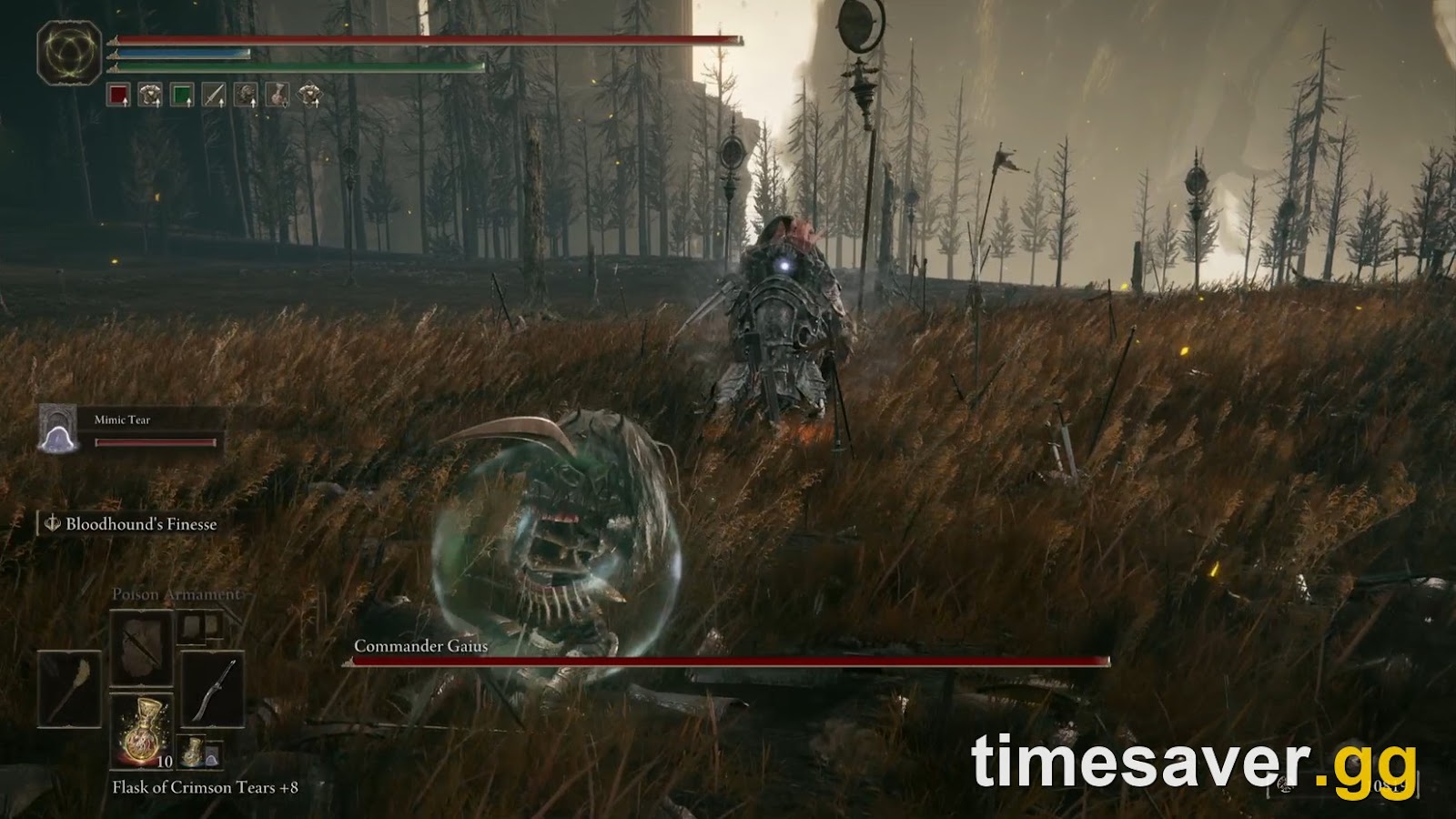 Commander Gaius performing the Wild Boar Rush charge at the player in Elden Ring