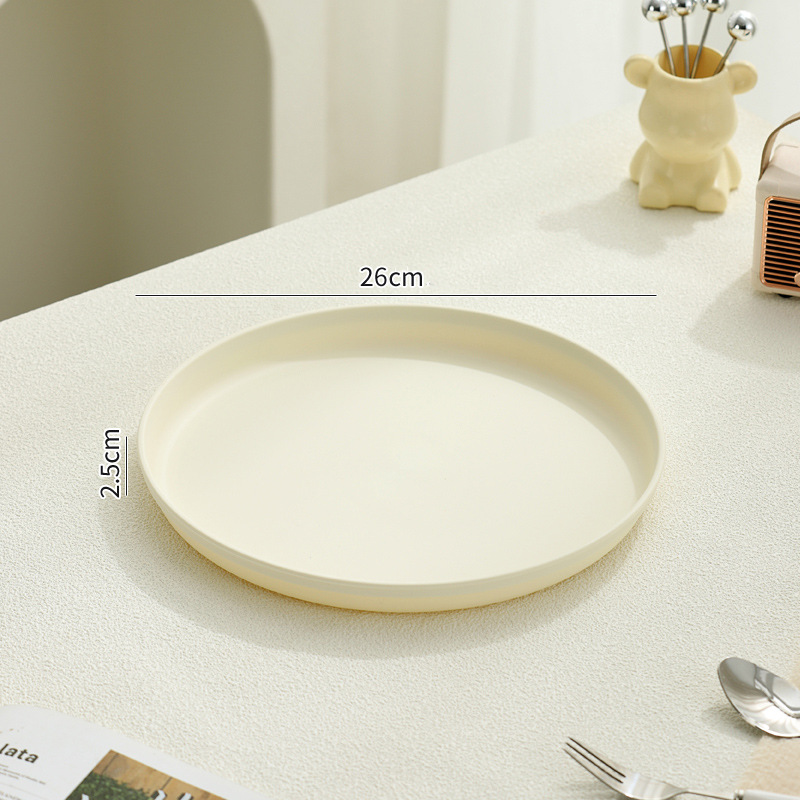 Round Plastic Tray, Cream and Black