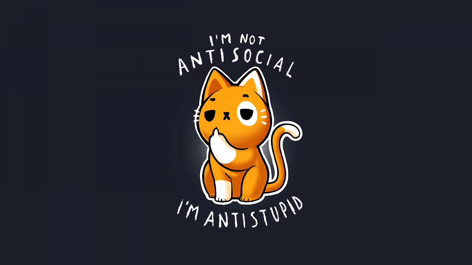 Cat Illustration, Funny Cat Meme, Sarcastic Animal Art, Introvert Humor 4K Wallpaper Background (3840x2160)