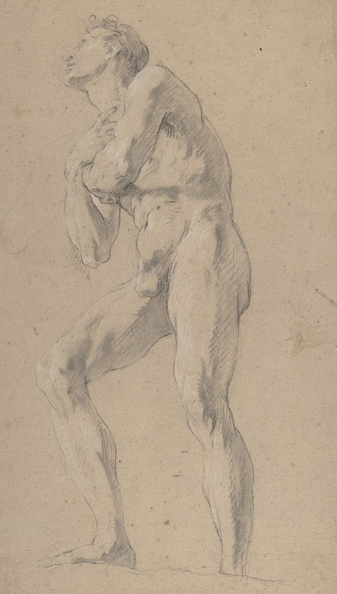 Standing Male Nude Seen from Below ca 1730