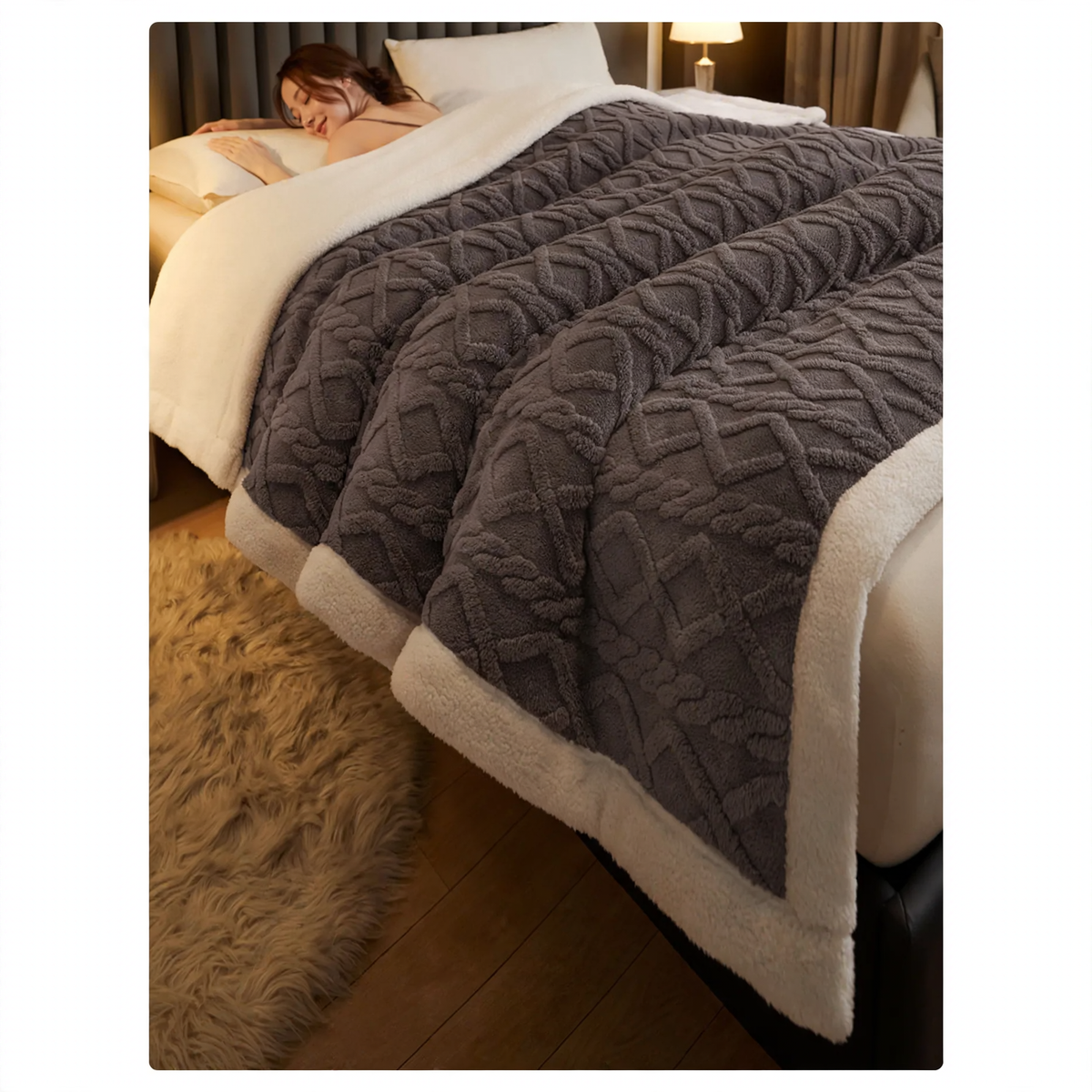 Flauschige Flanell-Wohndecke, gestreift, verschiedene Größen