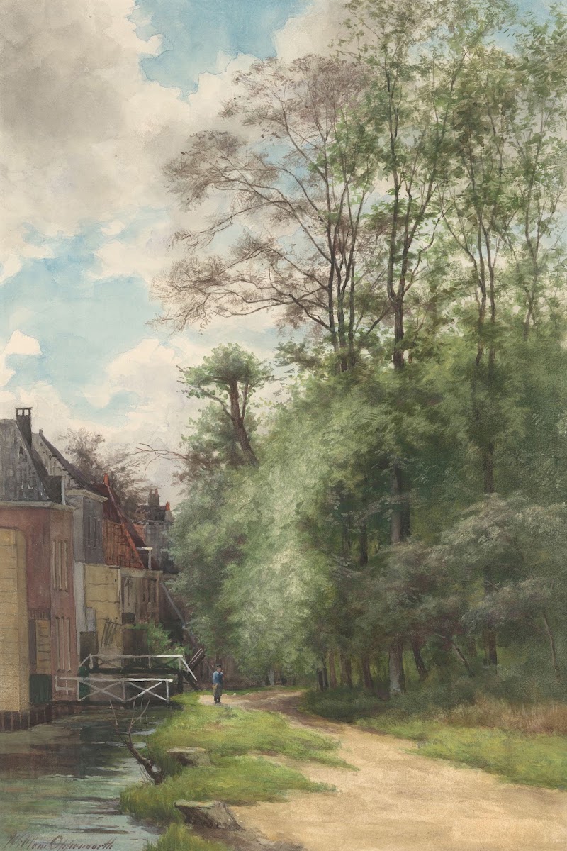 Gezicht langs de sloot bij het Bezuidenhout in het Haagse Bos 1857   1905