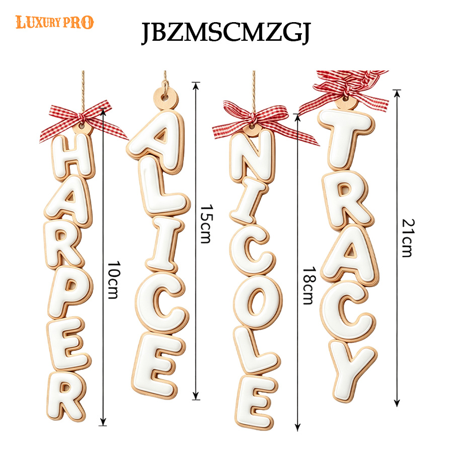 Gingerbread Letter Double-Layer Wooden Pendant