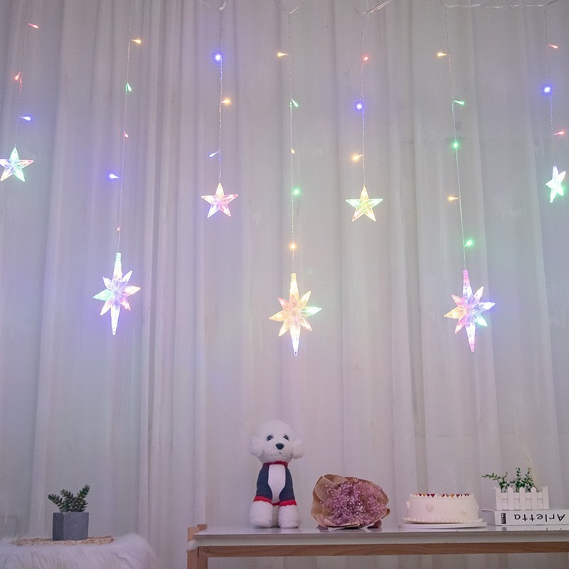 LED-Vorhang-Lichterkette mit Sternen und Monden