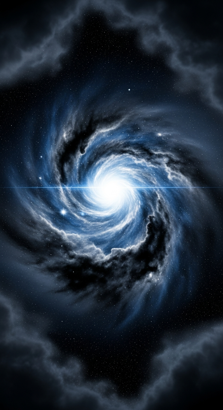 Dramatic Blue and Black Space Art of a Swirling Nebula Vortex and Black Hole - Free 4K mobile Wallpaper