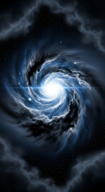 Dramatic Blue and Black Space Art of a Swirling Nebula Vortex and Black Hole - Free mobile Wallpaper