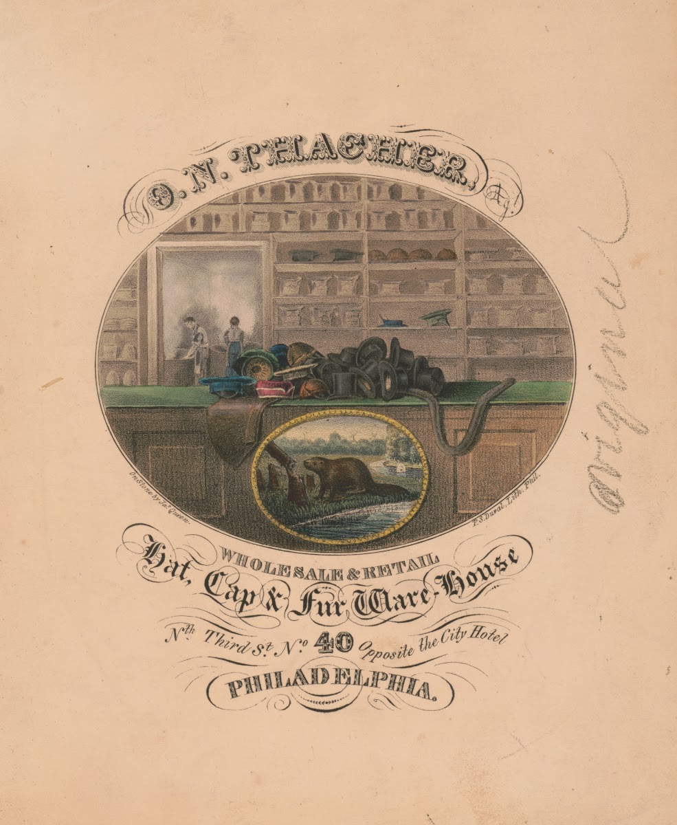 ON Thacher Hat Cap  Fur Ware House Wholesale  retail 1840