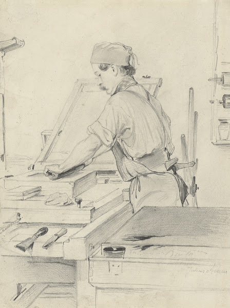 Self Portrait Working At A Lithographic Press 1847