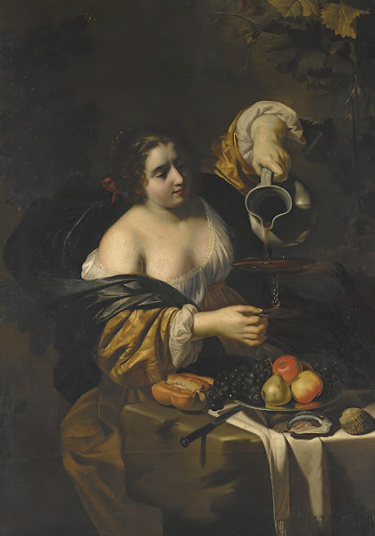 A Young Woman Pouring Red Wine From A Pitcher Into A Glass
