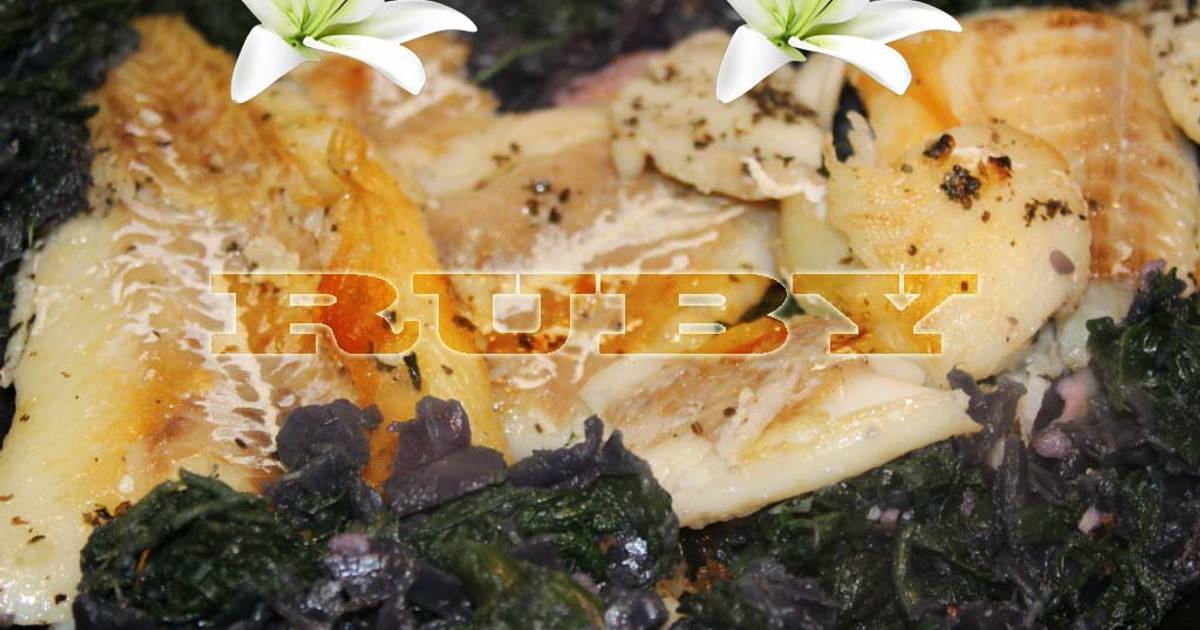Cá Tuyết (Cabillaud) Áp chảo - Chou Tím Xào