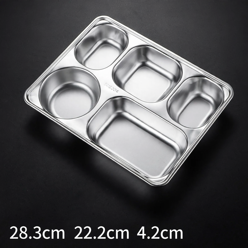 Stainless steel tray with compartments, square