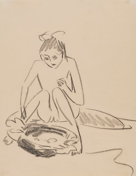 Fränzi mit Badetub Hockende Fränzi 1910