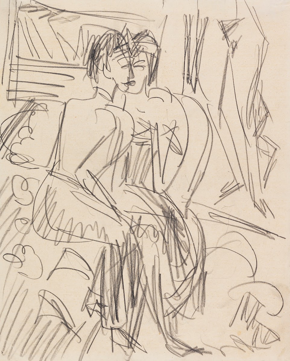 Erna und Gerda im Atelier 1912