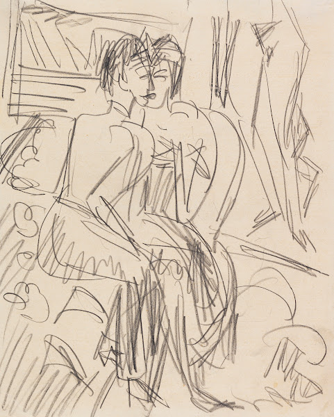 Erna und Gerda im Atelier 1912