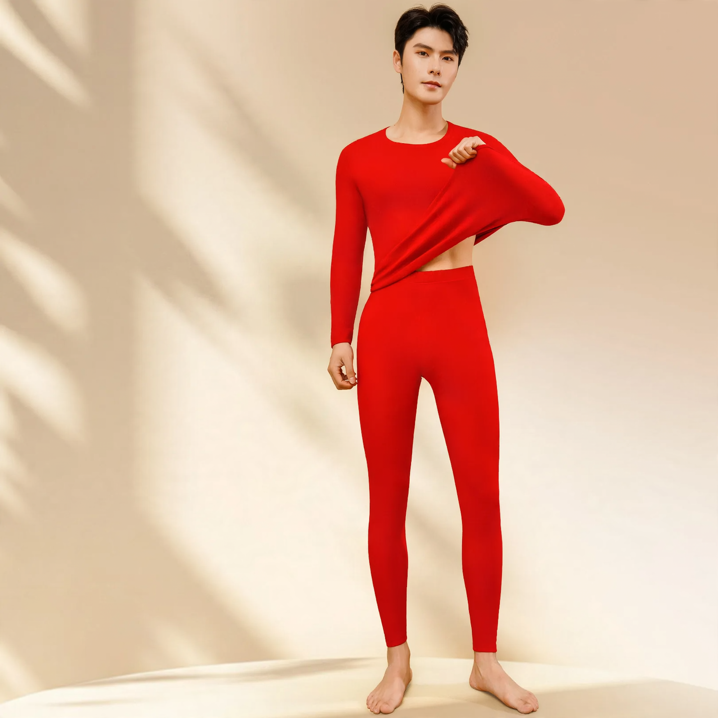 Thermo-Set für Damen und Herren, elastisch, mit Rundhals