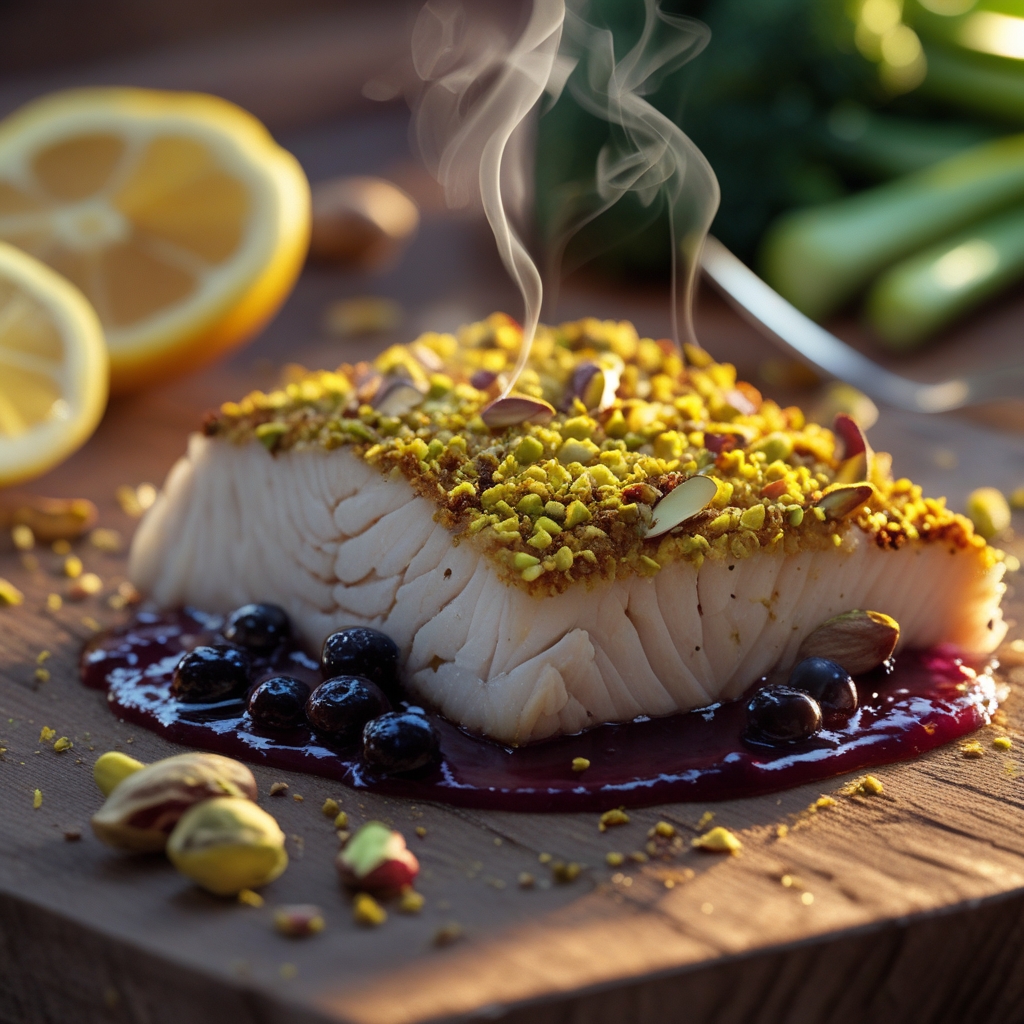 Final Turmeric & Blueberry Glazed Tilapia Sheet Pan Dinner with Pistachio Crust