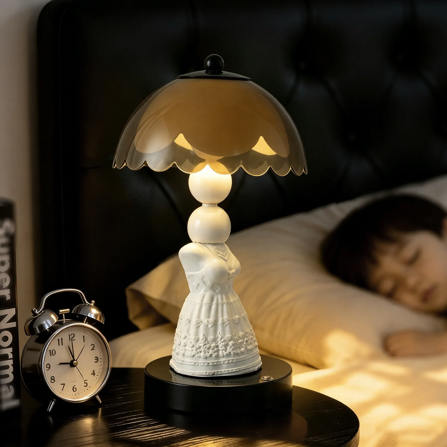 Table lamp with relief dress design made of ABS