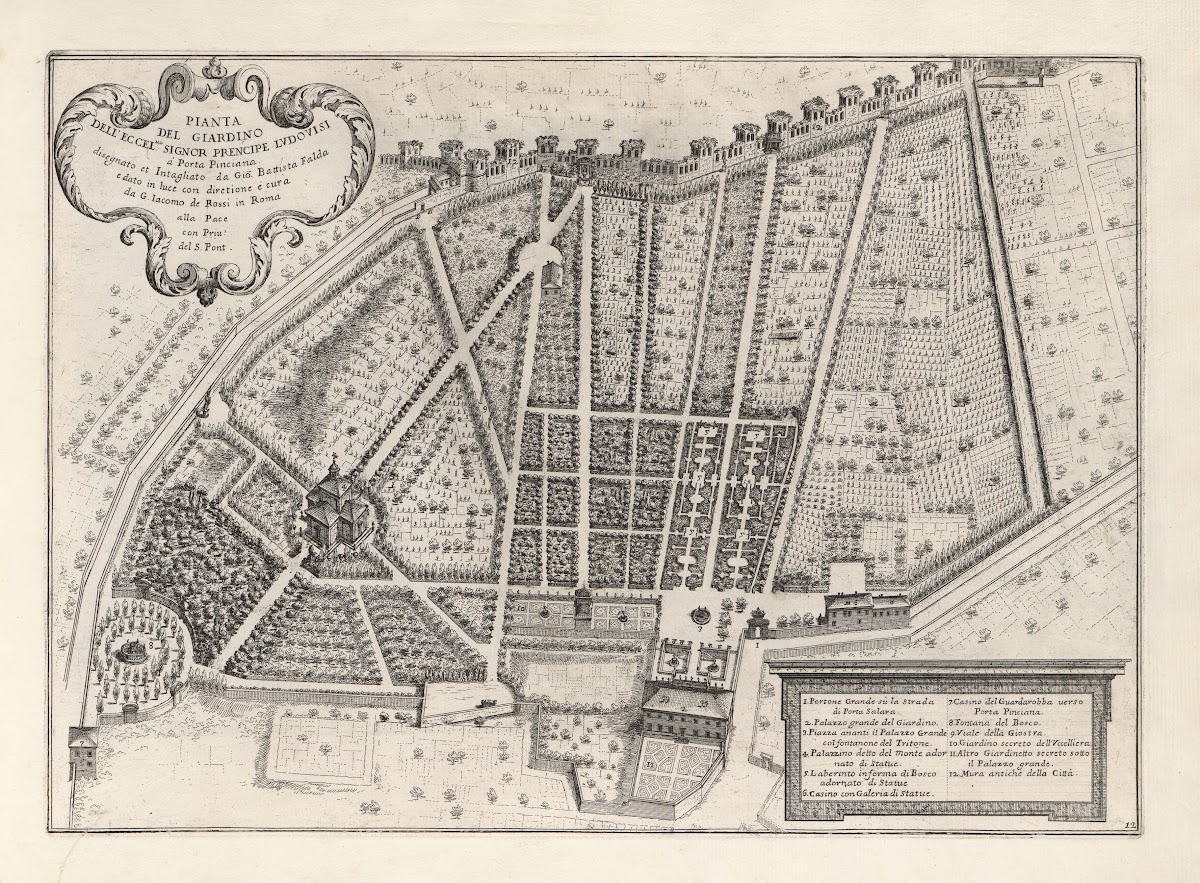 Li giardini di Roma con le loro piante alzate e vedvte in prospettiva Pl11 17th