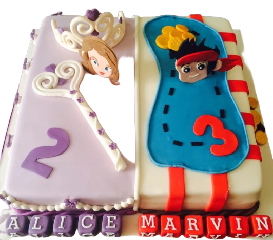 Jake-Sophia Half & Half Birthday Cake CB-NC272