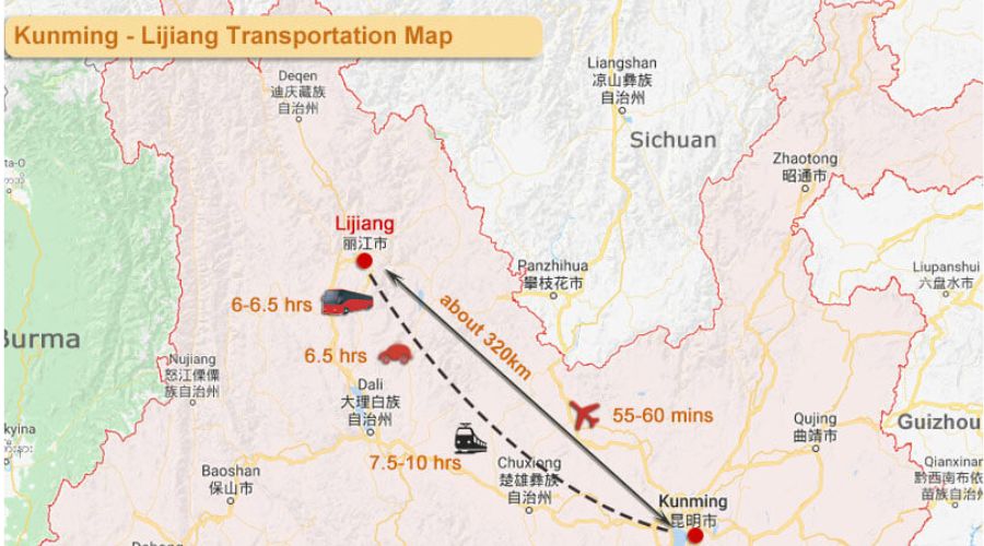 Đi đến Lệ Giang từ Côn Minh bằng subway