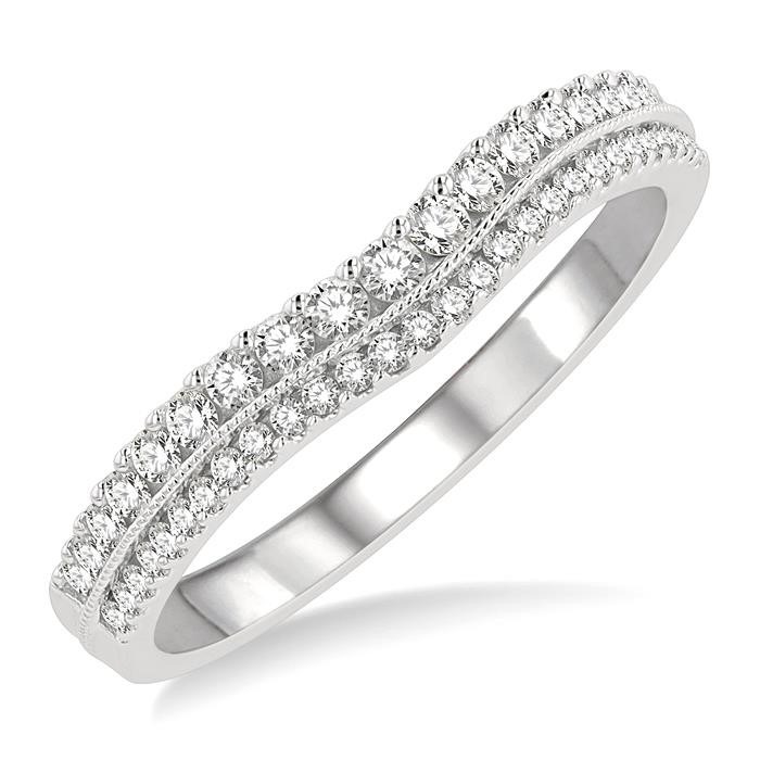 Curved Diamond Wedding Band 30135DHFHYG – 14 Kt White Gold, 4