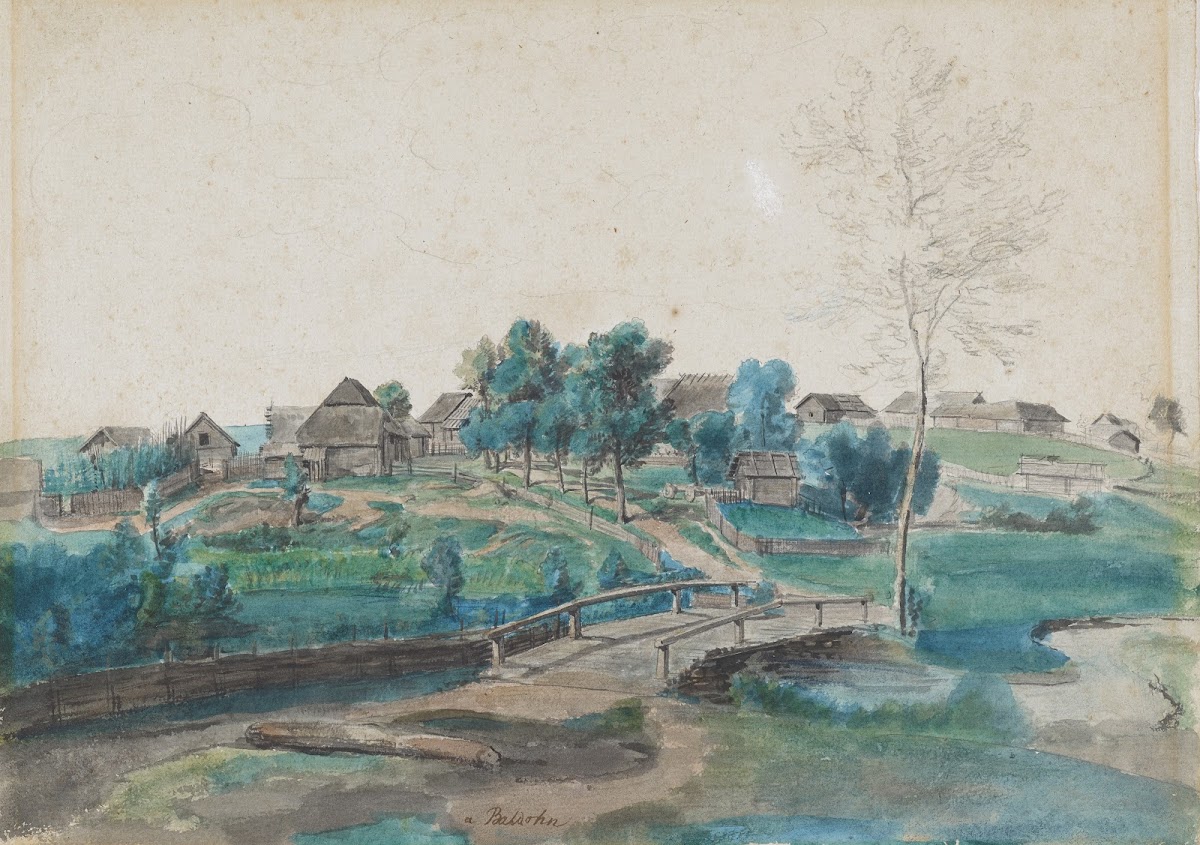Nordische Landschaft Blick auf das Dorf Baldohn 18091816