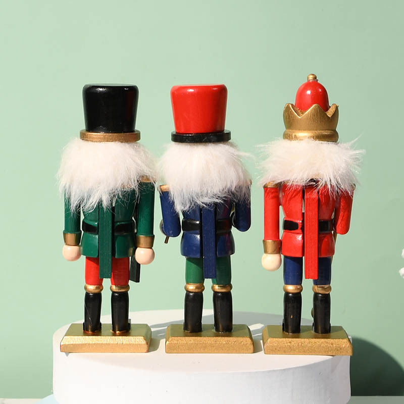 Set of 3 Wooden Nutcracker Soldiers, 15 cm