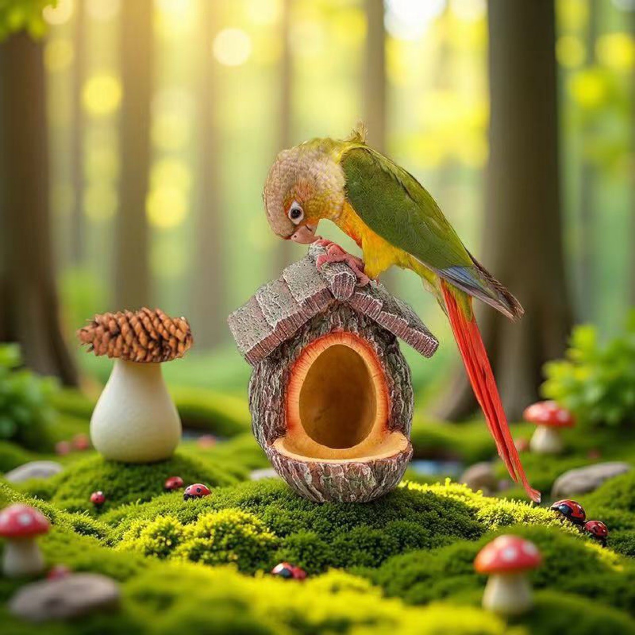 Rustic Stump Birdhouses made of Resin