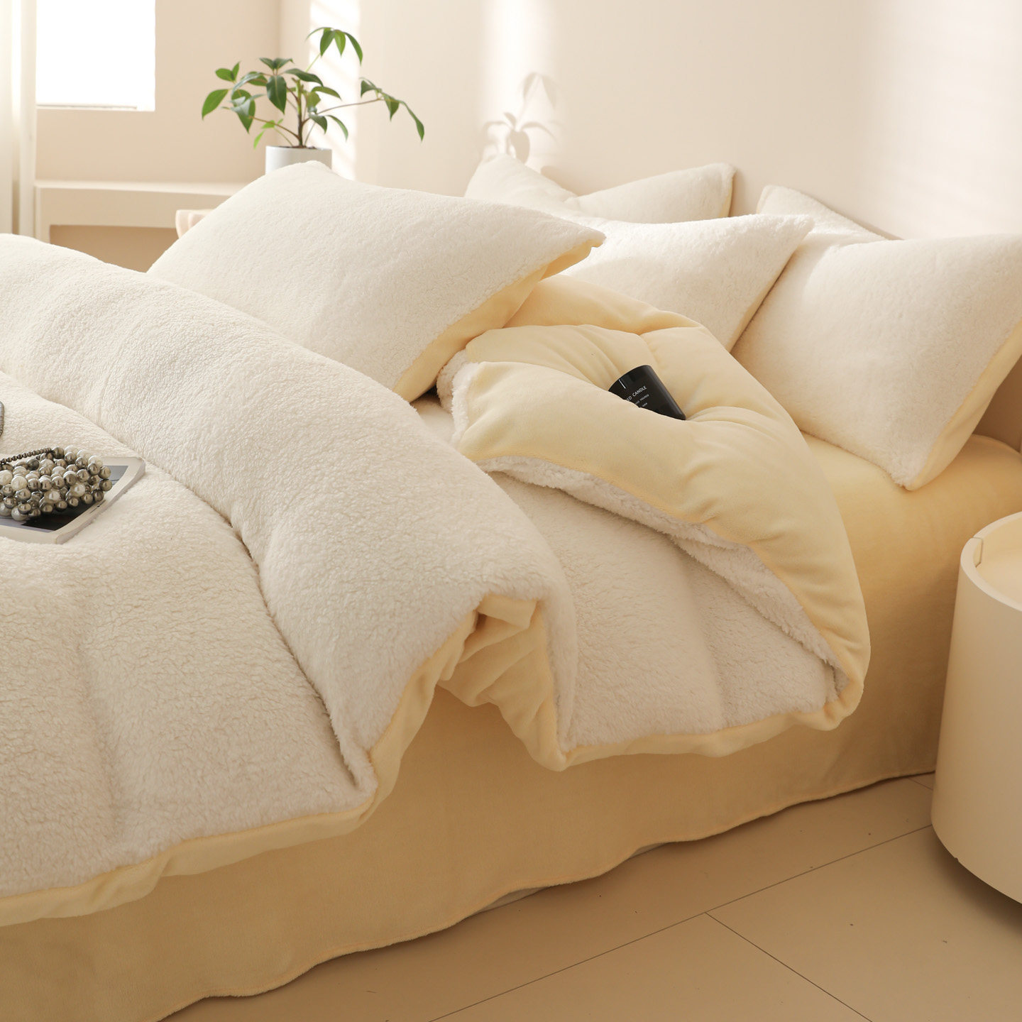 Teddy fleece bedding set, warming, 3- or 4-piece