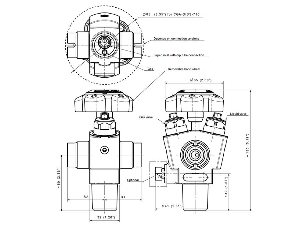 D342 Dual Port UHP valve Soft seat 8mm orifice valve