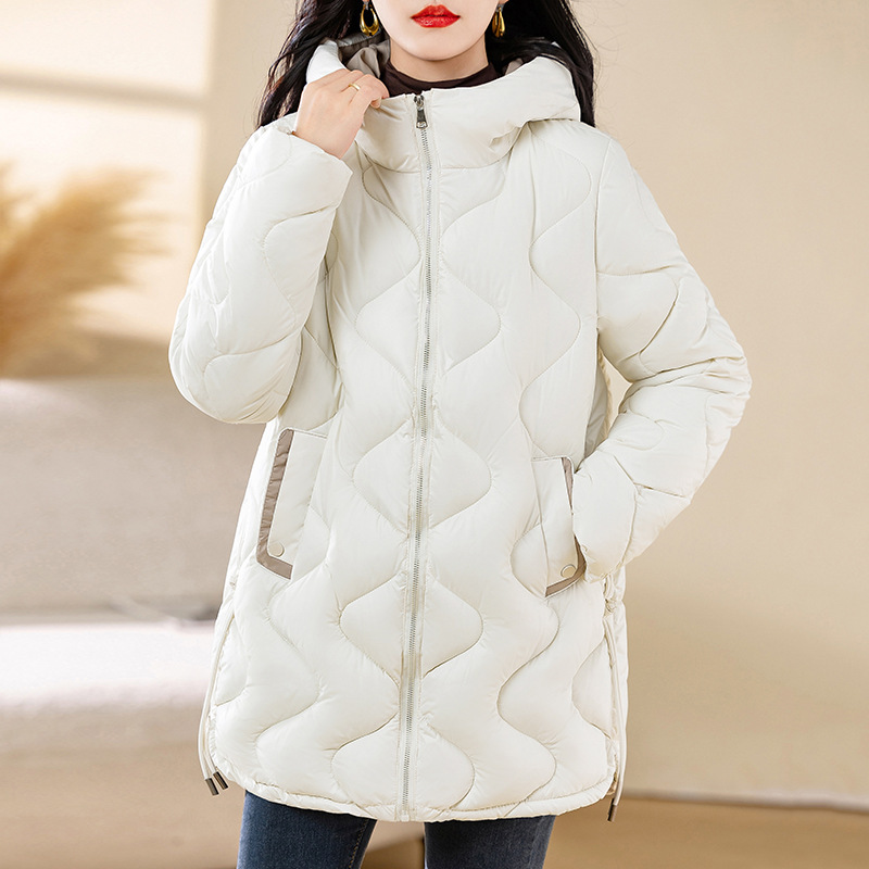 Women's Puffer Jacket, Mid-Length, Collarless