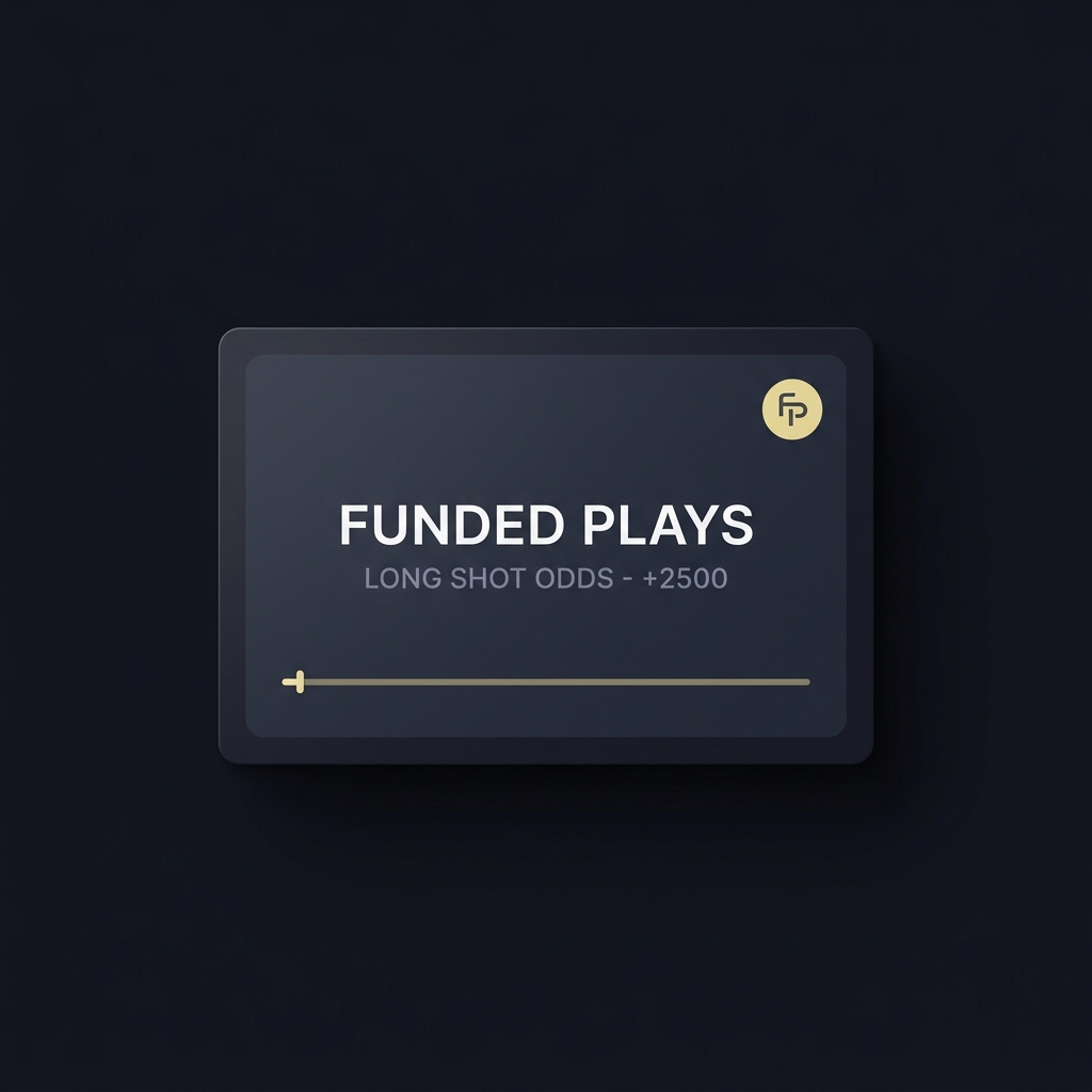 Minimal Funded Plays style product shot of a dark matte odds card with pale gold accent suggesting a long shot concept for 80 to 1 odds on a clean dark background
