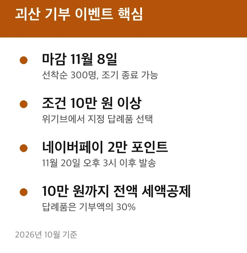 괴산 기부 이벤트 핵심