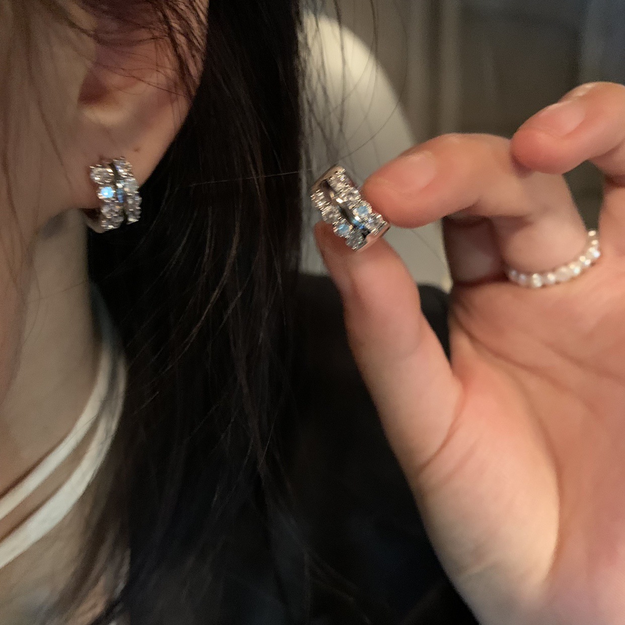 Earrings made of 925 silver with geometric design