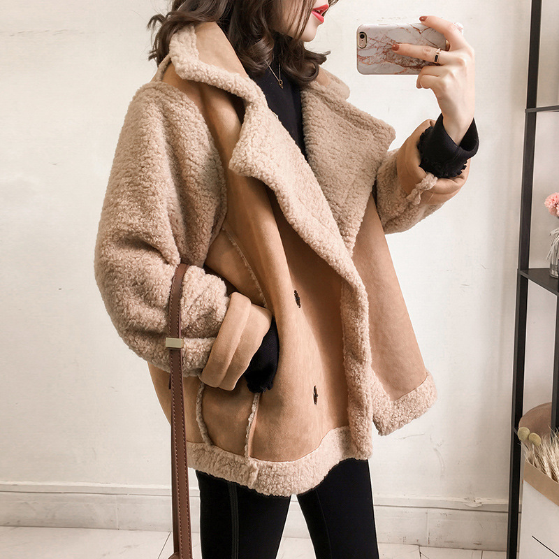 Lässige Bikerjacke aus Wildlederimitat mit Lammfleece