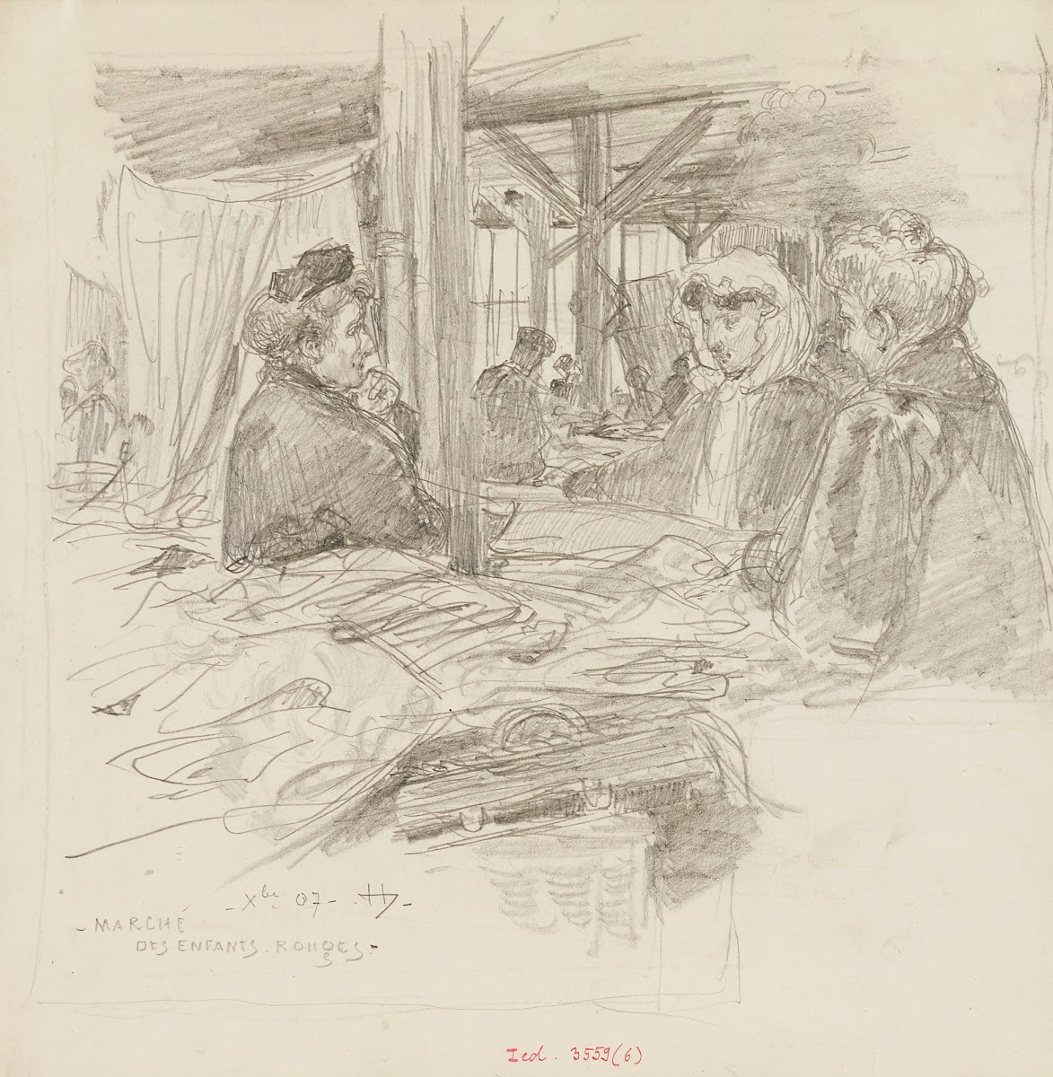 Intérieur du Marché des Enfants Rouges en décembre 1907 3ème arrondissement 1907