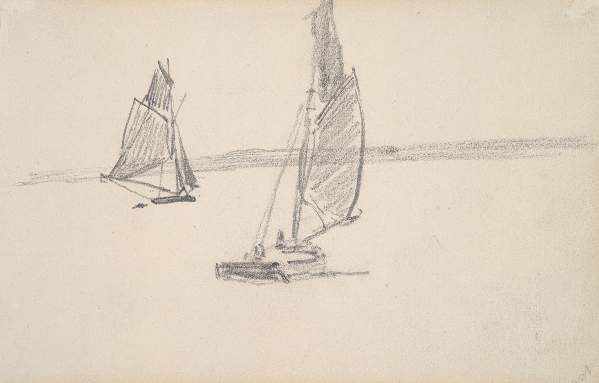 Two Sailboats on Calm Water mid to late 19thcentury