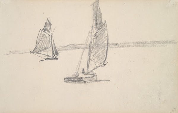 Two Sailboats on Calm Water mid to late 19thcentury