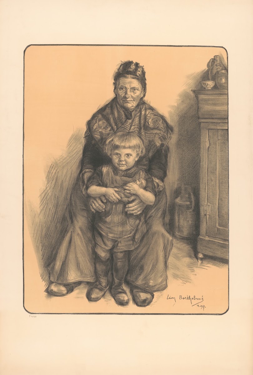 Vieille femme paysanne et fillette