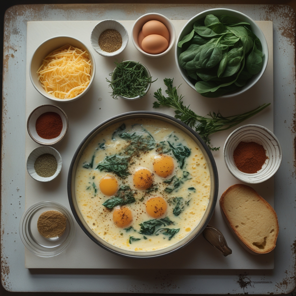 Ingredients for Creamy Spinach & Cheese Egg Bake: The Ultimate Breakfast Hero for Easy Weeknight Mornings