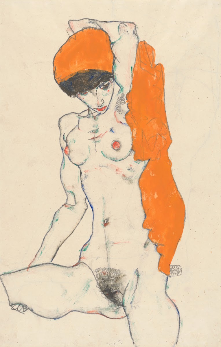 Standing Nude with Orange Drapery 1914