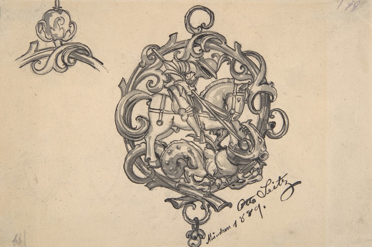 Design for a Pendant with St George and the Dragon 1889