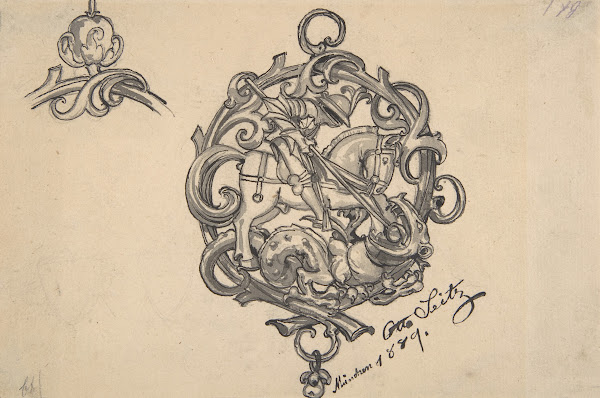 Design for a Pendant with St George and the Dragon 1889