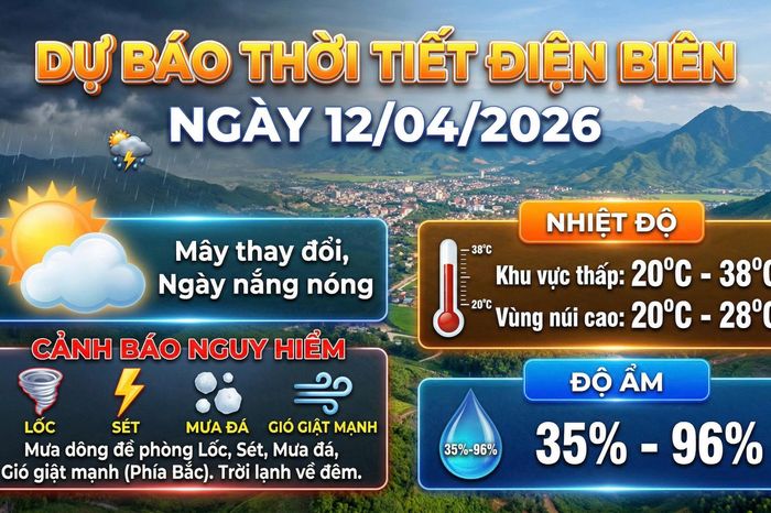 Bản tin Dự báo thời tiết ngày 12/4/2026 - Báo Điện Biên Phủ