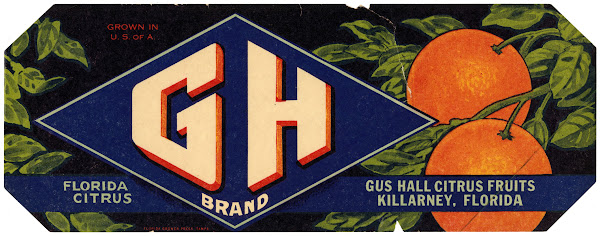 GH Brand Florida Citrus Label 1930 1950