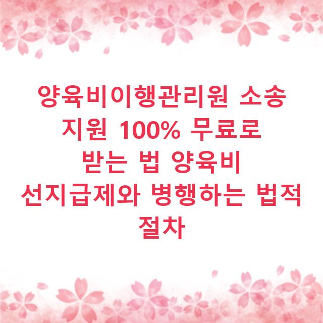 양육비이행관리원 소송 지원 100% 무료로 받는 법 양육비 선지급제와 병행하는 법적 절차