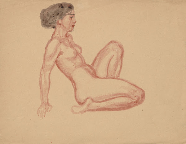 Naked woman sitting back on her knees 1895 1928