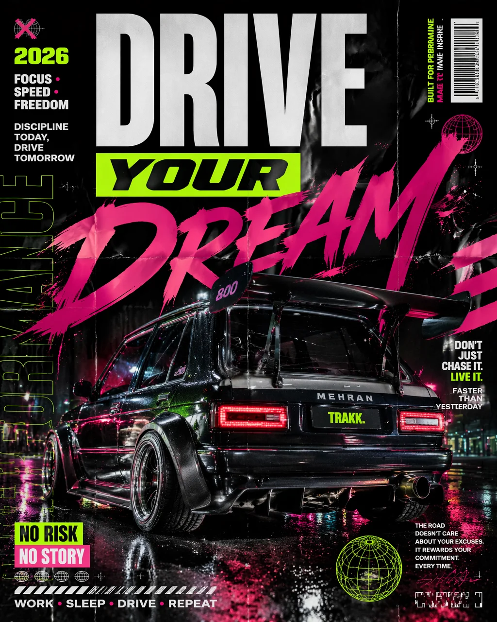 Póster de moda urbana automotriz de ultra alta calidad