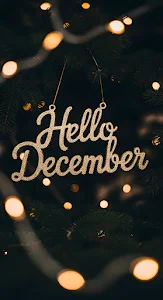 Glittering Hello December Sign Warm Bokeh Lights
