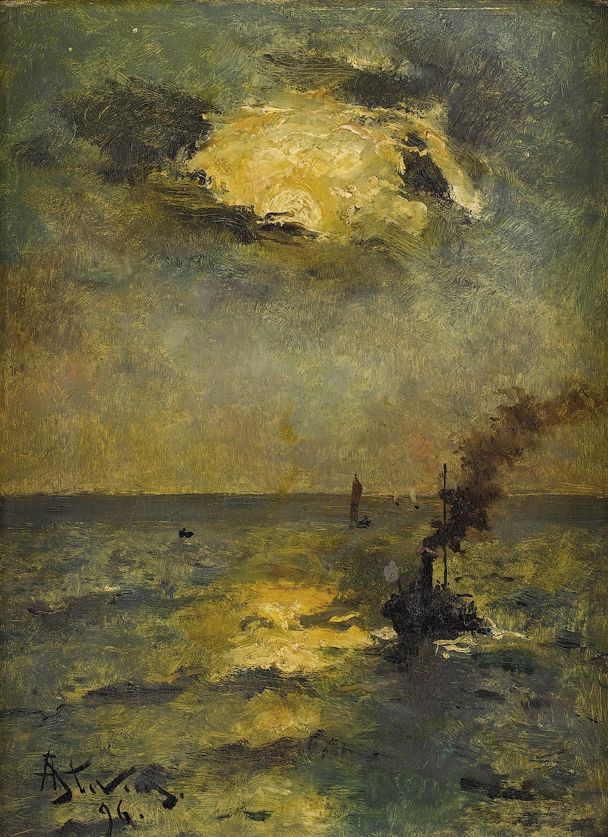 Ships Sun Breaking Through Clouds 1896